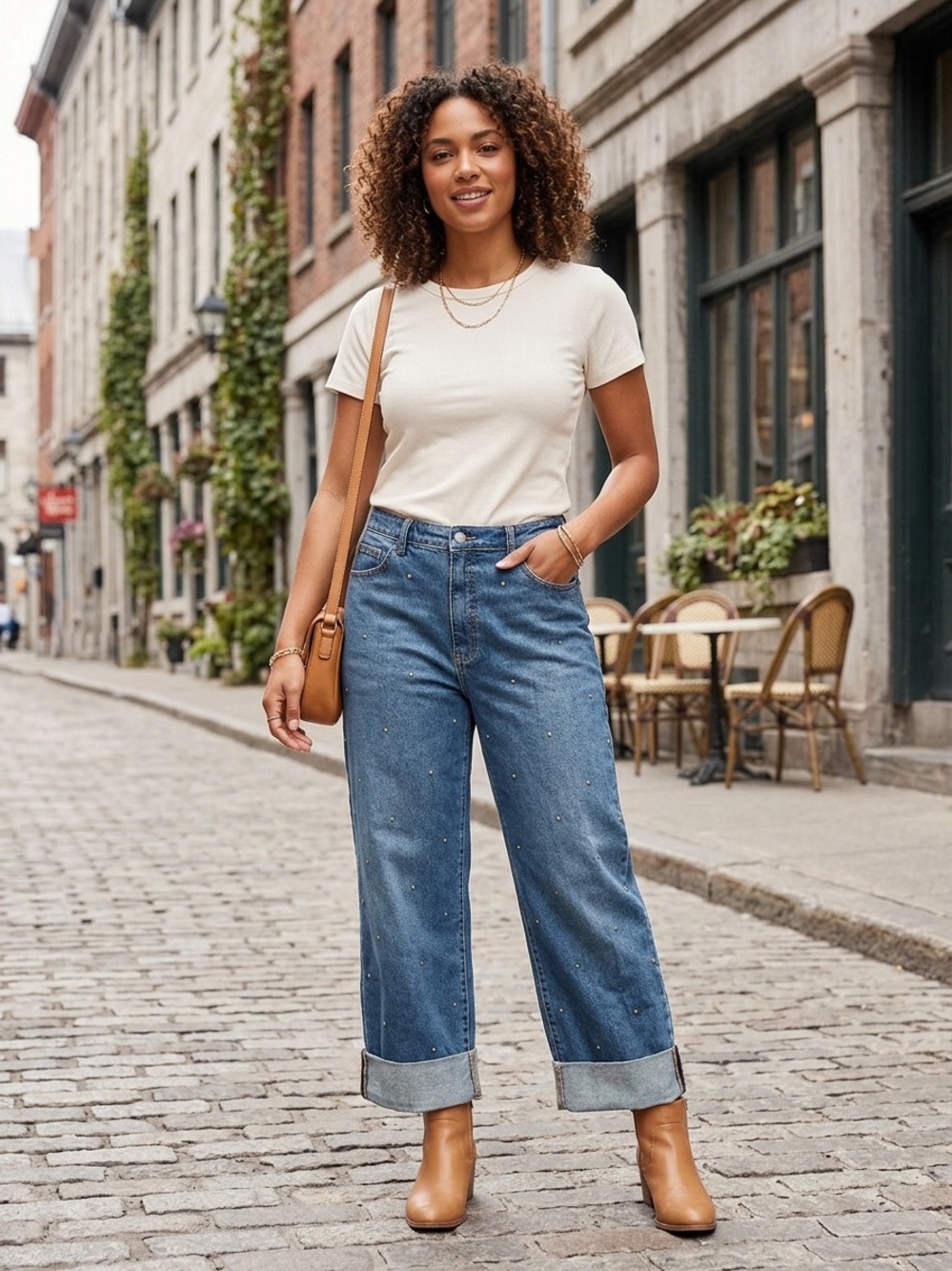 Jessica Simpson Pearl-Embellished Boyfriend Jeans in Blue